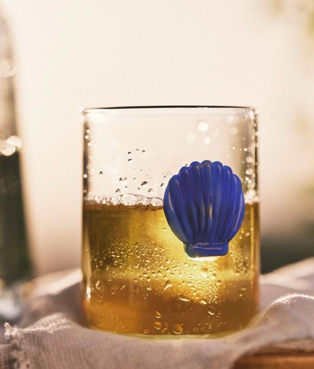 Anthropologie Love Notes Icon Juice Glass: Island Edition-Seashell
